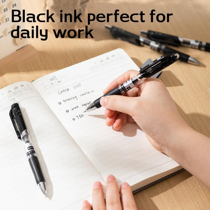 deli Gel Pens, 50 Pcs Retractable Pens Black Ink, Medium Point Pen 0.7mm, Smooth Writing, Fast Dry, No Bleed for Journaling Note Taking, Home School Office Supplies