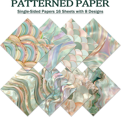 PRSTINCOL Scrapbook Paper,16 Sheets 4.1x5.8 Inch Vintage Stripe Style Scrapbook Supplies,Single-Sided Vivid Origami Decoupage Paper for DIY Crafts, Card Making, Art Journaling