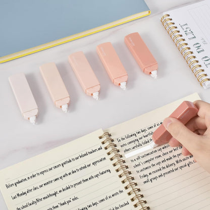 Temiary 6Pcs Mini White Correction Tapes, Quick Dry Smooth Pull Out for Writing, Aesthetic Cute Correction Tape Set Easy To Use for Students School Office Supplies (Green)