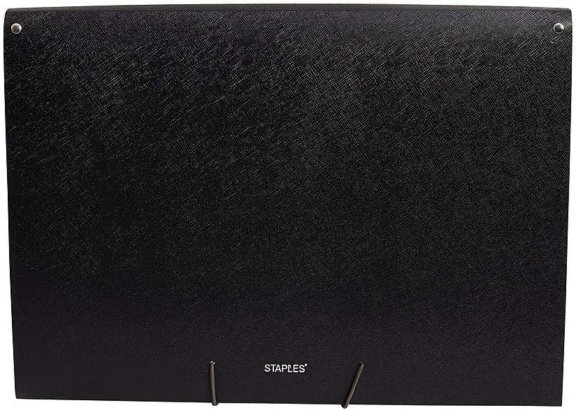 Staples Reinforced Expanding File, 13‑Pocket Accordion Organizer, Letter Size, Heavy‑Duty Poly Construction, Black