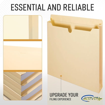Manila File Jackets, Flat-No Expansion, Letter Size, Reinforced Straight-Cut Tab, 10 Pack