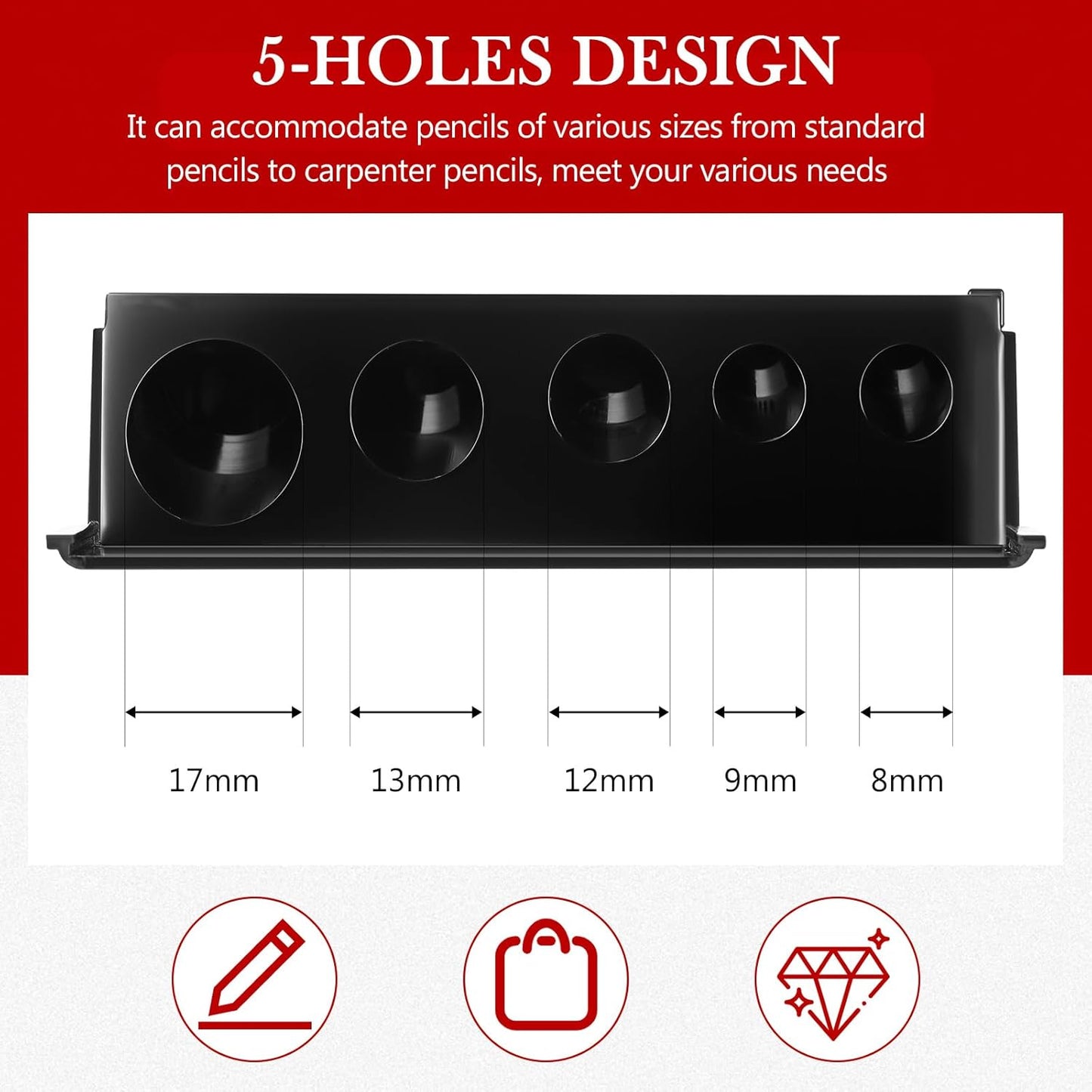 Honoson 2 Pcs 5 Hole Cosmetic Long Point Manual Pencil Sharpener with Plastic Lid Makeup Eyeliner Pencil Sharpener(Black)