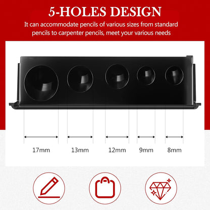 Honoson 2 Pcs 5 Hole Cosmetic Long Point Manual Pencil Sharpener with Plastic Lid Makeup Eyeliner Pencil Sharpener(Black)