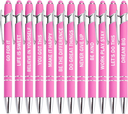 PASISIBICK 3.86 in Blue Ink Refills for Ballpoint Pen with Stylus Tip, Soft Touch Click Pen, 2 in 1 Metal Pens, Medium Point(Pack of 40)