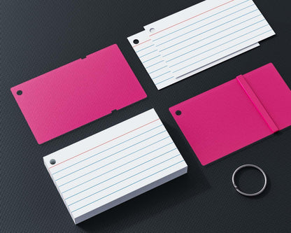 YIZUUN Index Cards 3x5, Flash Cards with Ring, 200 PCS, Ruled Note Cards, Flash Cards for Studying, 4 Packs of 50 sheets, 3x5 Note Cards for Office, Home, School