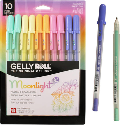 SAKURA Gelly Roll Moonlight Gel Pen Set, Bold Tip, Opaque Colors, 10 PK 38176