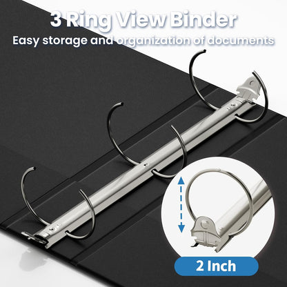 SUNEE 1/2 Inch Binders 3 Ring 10 Pack Bulk, PVC-Free Clear View Half Inch Binders (Fits 8.5x11 Inches) for School, Office & Home Use, White
