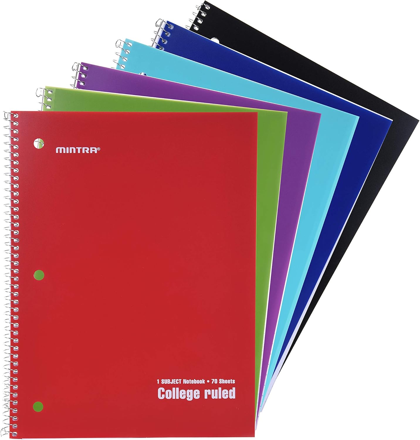 Mintra Office Spiral Notebooks, Wirebound, Journals for School, Work, Business, Aesthetic Stationery, Writing Pads, Teacher & Student Supplies (6, Pastel, College)