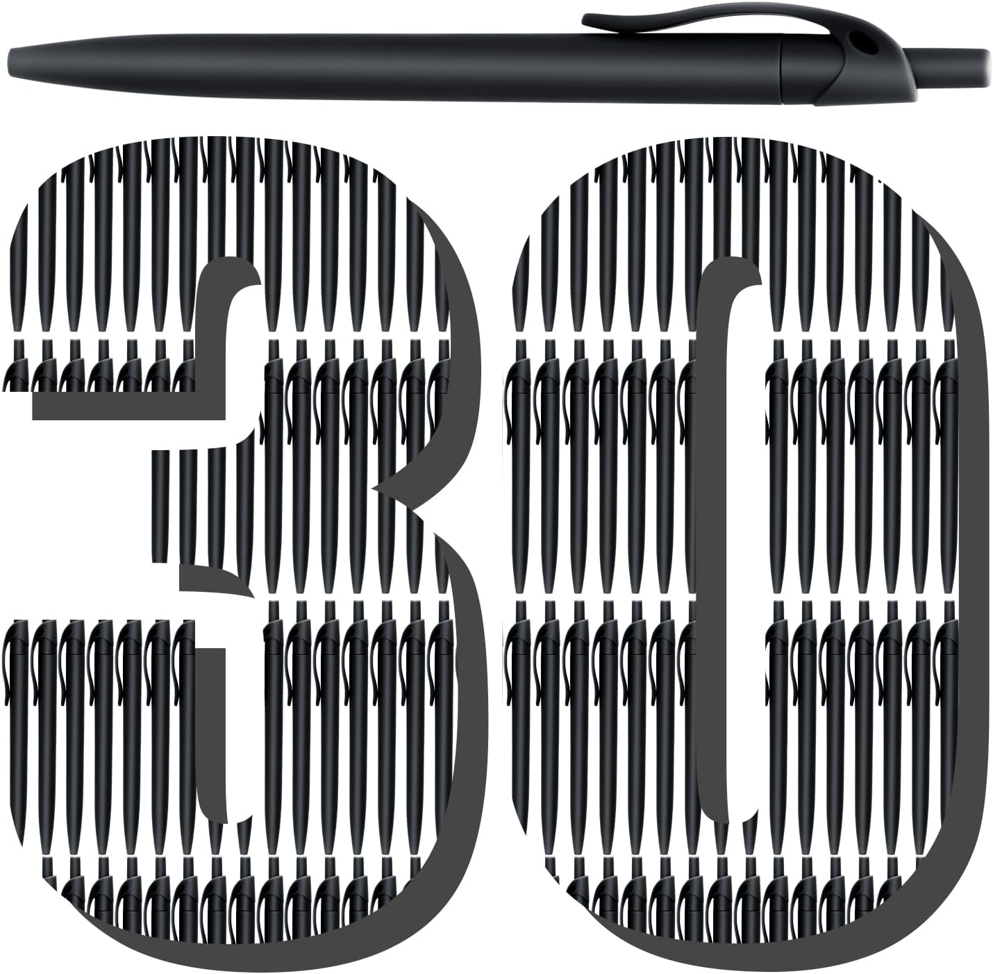 Aozora Pens Bulk 30 Pack Black Click Pens No Bleed Wholesale Retractable Ballpoint Pens Medium Point,Smooth Ink Pens for Journaling School Office Supplies 1.0MM Black Ink