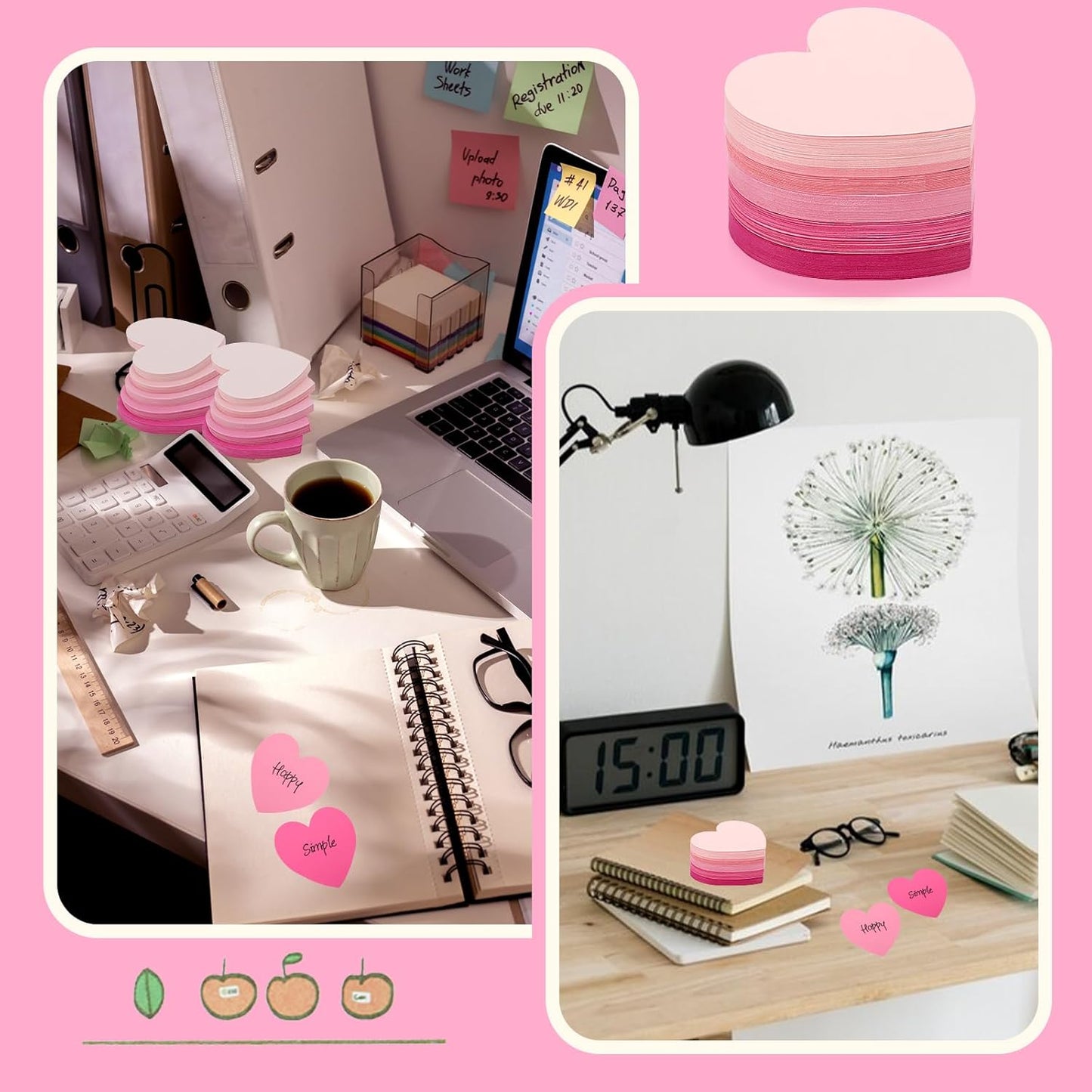 150 Pcs Heart Index Cards - Pink, 3x3 Colored Note Cards for School, Learning, Office, Games
