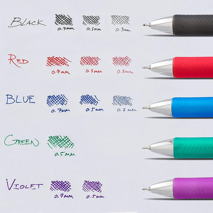 Pentel Energel 0.5 mm Rtx Retractable, 12 Pack of 6 Black & 6 Blue Ink Pens Needle Tip, Pens 0.5 mm Fine Point