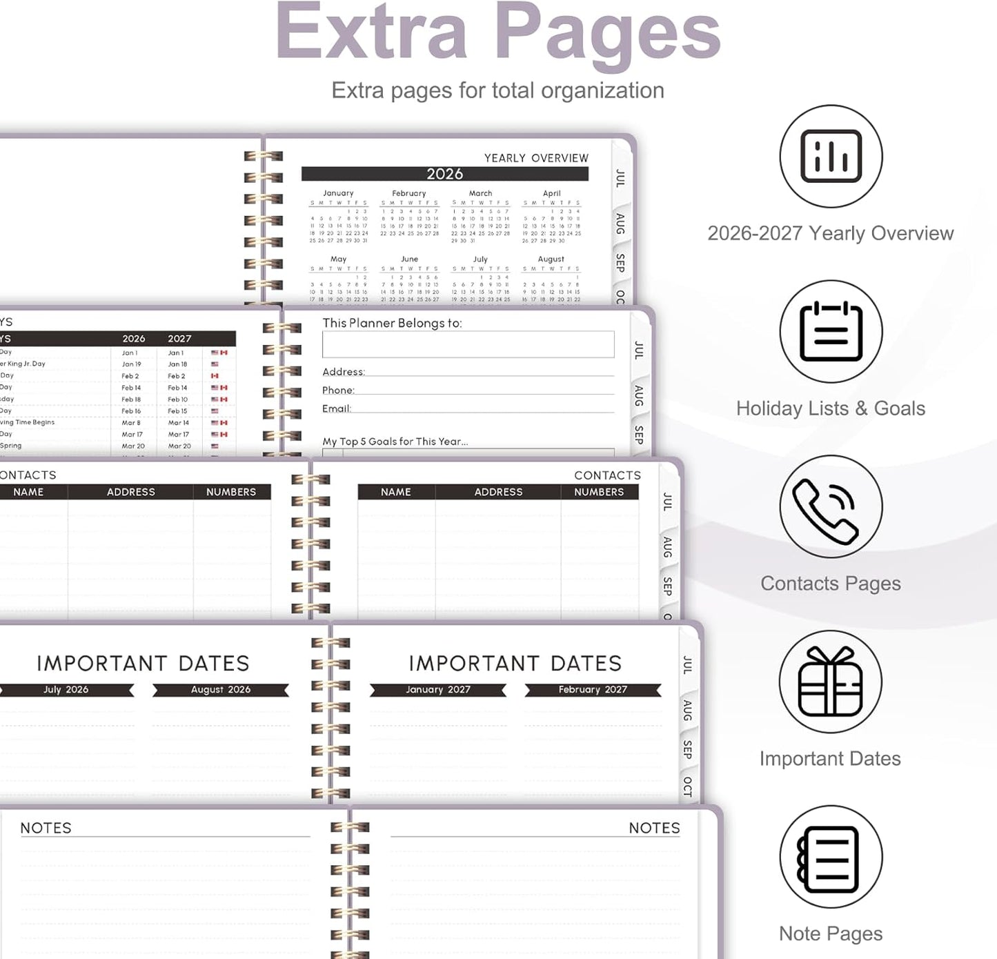 Planner 2026-2027, Weekly and Monthly Academic Year Calendar Planner, July 2026 - June 2027, Daily Agenda Book for Office School Supplies, A5(6.3'' x 8.5'')