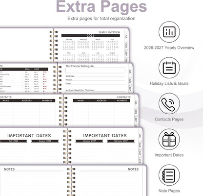 Planner 2026-2027, Weekly and Monthly Academic Year Calendar Planner, July 2026 - June 2027, Daily Agenda Book for Office School Supplies, A5(6.3'' x 8.5'')