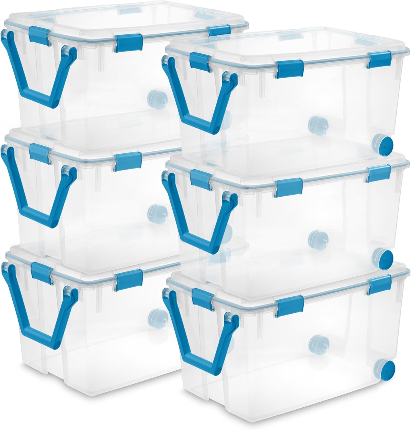 Sterilite 4-Pack Gasket Box, Weather-Resistant Storage Bins with Latching Lids, 32 Quart - Heavy-Duty Organizing Containers for Closet, Bathroom, and Office