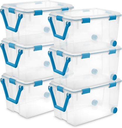 Sterilite 4-Pack Gasket Box, Weather-Resistant Storage Bins with Latching Lids, 32 Quart - Heavy-Duty Organizing Containers for Closet, Bathroom, and Office