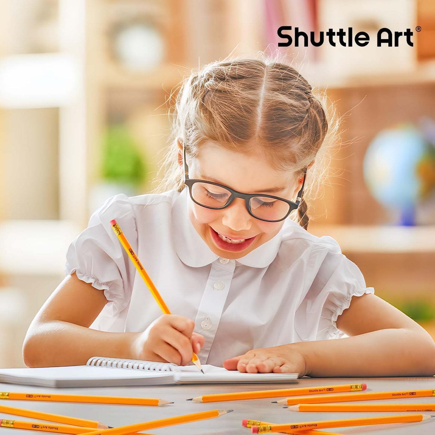Shuttle Art Wood-Cased #2 HB Pencils, 350 Pack Sharpened Yellow Pencils with Erasers, Bulk Pack Graphite Pencils for School and Teacher Supplies, Writing, Drawing and Sketching