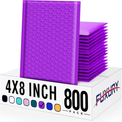 Fuxury Black Bubble Mailers 4x8" 100 Pack Waterproof Padded Envelopes Usable Size 4x7" Self Seal Bubble Envelopes Padded Mailers for Small Business, Envelope Mailers
