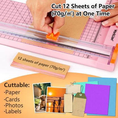 WORKLION Paper Cutter - A4 Paper Craft Cutter with Security Blade for Cut Gift Card, Coupon, Label, Cardstock, Photo, 12 inch Black Office Paper Trimmer