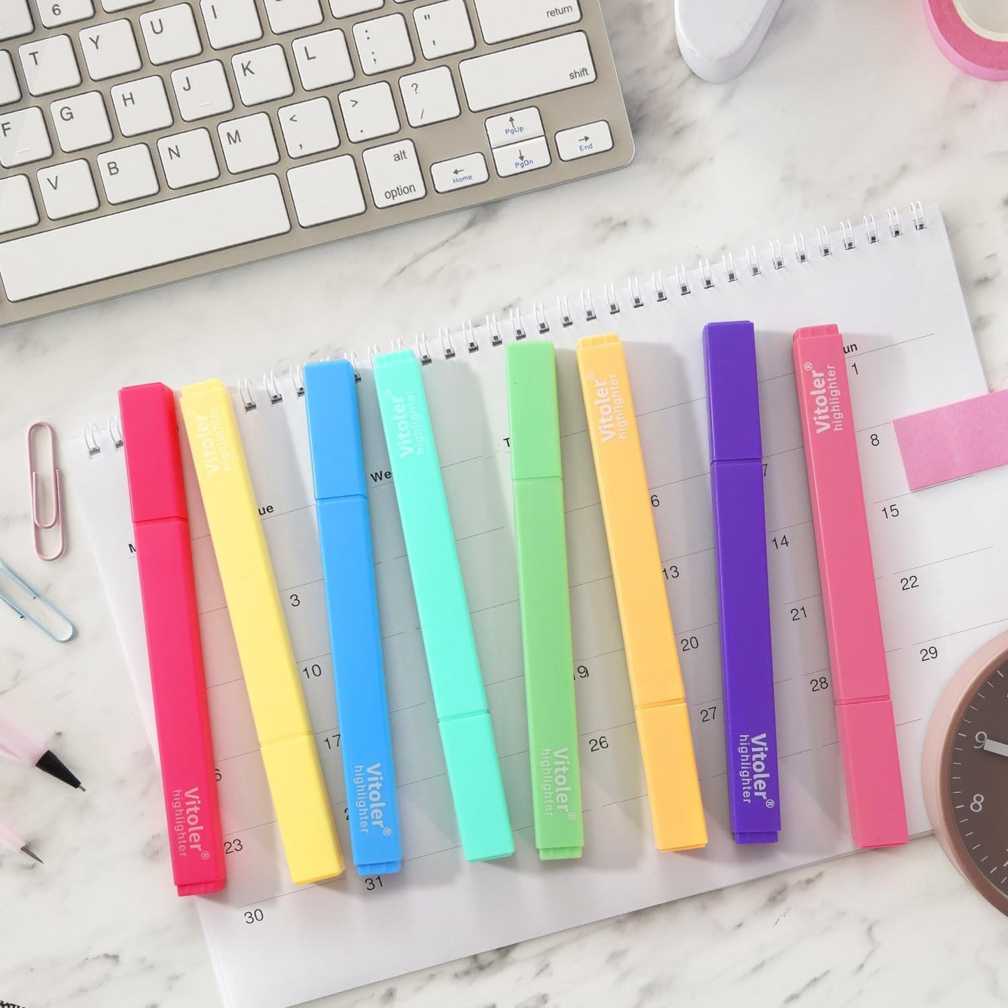 Highlighters, 8 Colors Chisel Tip Highlighters, No Bleed Bible Highlighters for Journaling Planner Notes Supplies