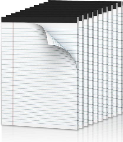 6 Pack Legal Pads 8.5 x 11 College Ruled Notepads, White Note Pads 8.5'' x 11'' Writing Pads Narrow Ruled Lined Paper Pads, 30 Sheets Per Note Pad, Legal Notepads for Work Study Daily Note Taking List