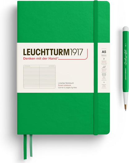 LEUCHTTURM1917 - Notebook Hardcover Medium A5-251 Numbered Pages for Writing and Journaling - Thinking Ahead (Plain Paper, Spice Brown)