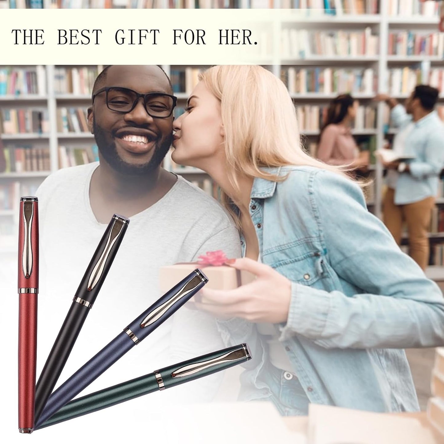 Liquid Ink Rollerball Pen,Essential Business Nice Pens,Metal pen Smooth writing stylish design effortless writing,Luxury pens with gift case for Men & Women with 2 Refills