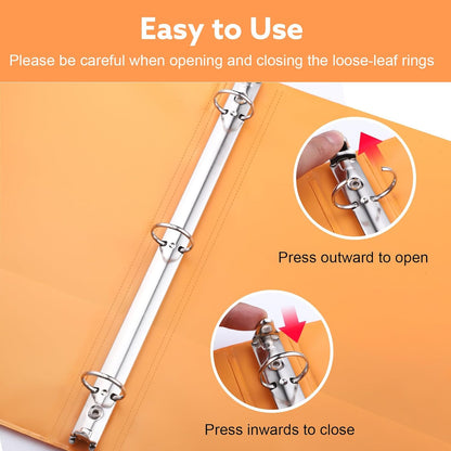 3 Ring Binder - 6 Pack, 1 Inch Binder with 2 Interior Pockets & Clear View Overlay, Large Capacity, Round Ring Binders for Office Supplies, School & Home (6 Colors)