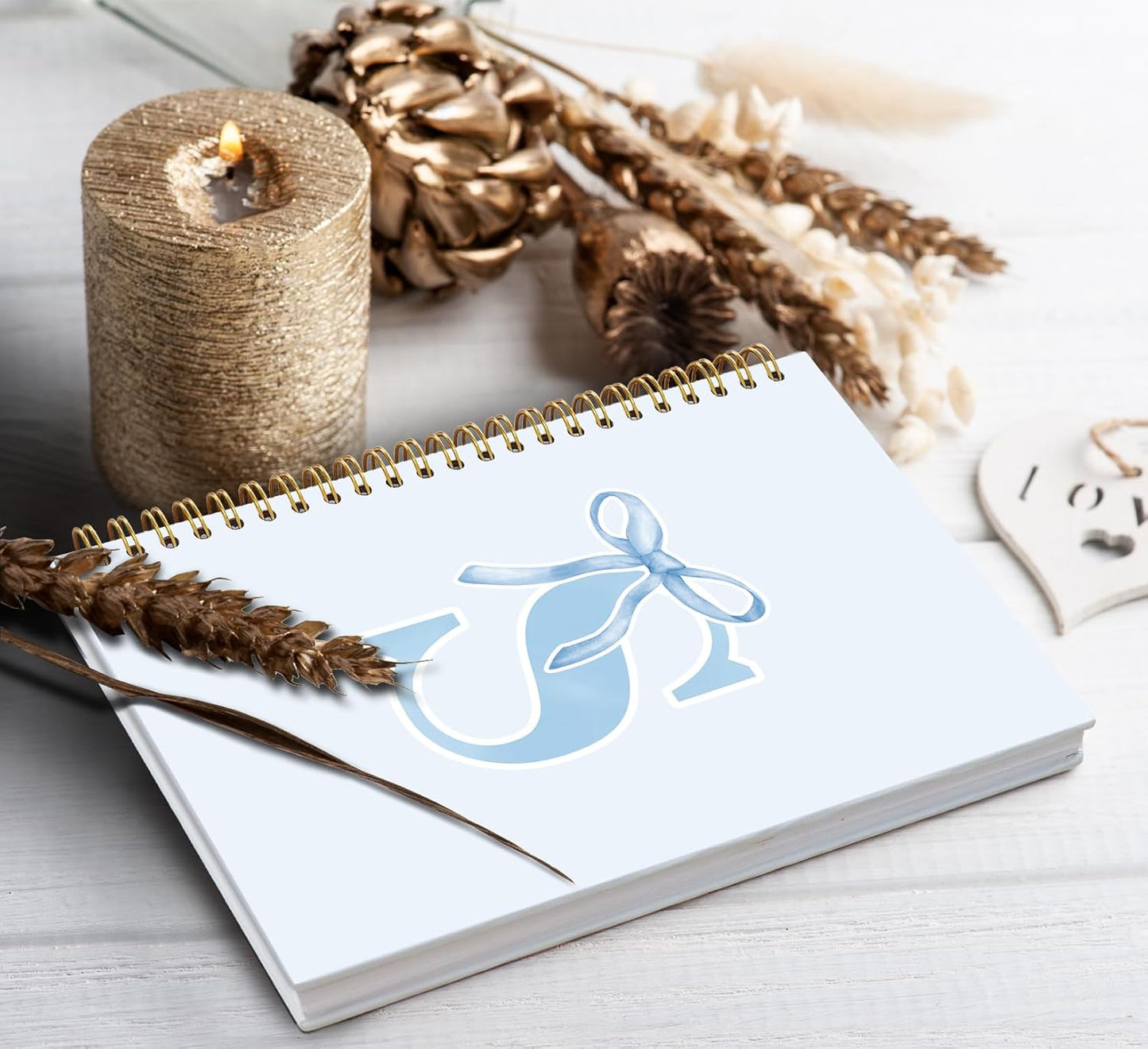Blue Bow Journal Notebook for Girls,Initial H Journals Personalized Diary Gifts for Teen Girl Kids,Monogrammed Gifts for Women,Trendy Coquette Cute Hardcover Spiral Notebook 5.5 x 8.3 - Colors A