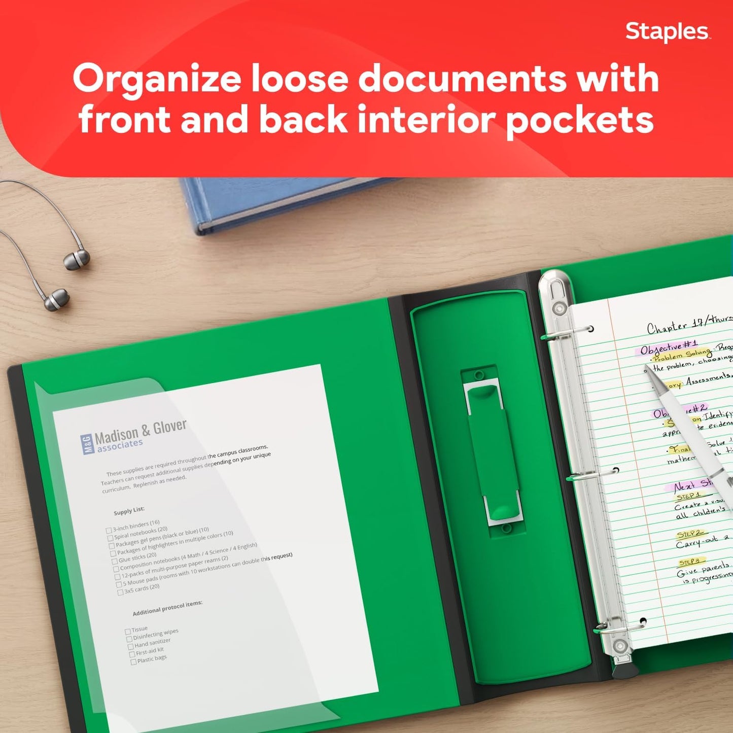 Staples Better Binder 2-Inch D-Ring View Binder, Reinforced Spine, Holds Up to 540 Sheets, Teal, for Office & School