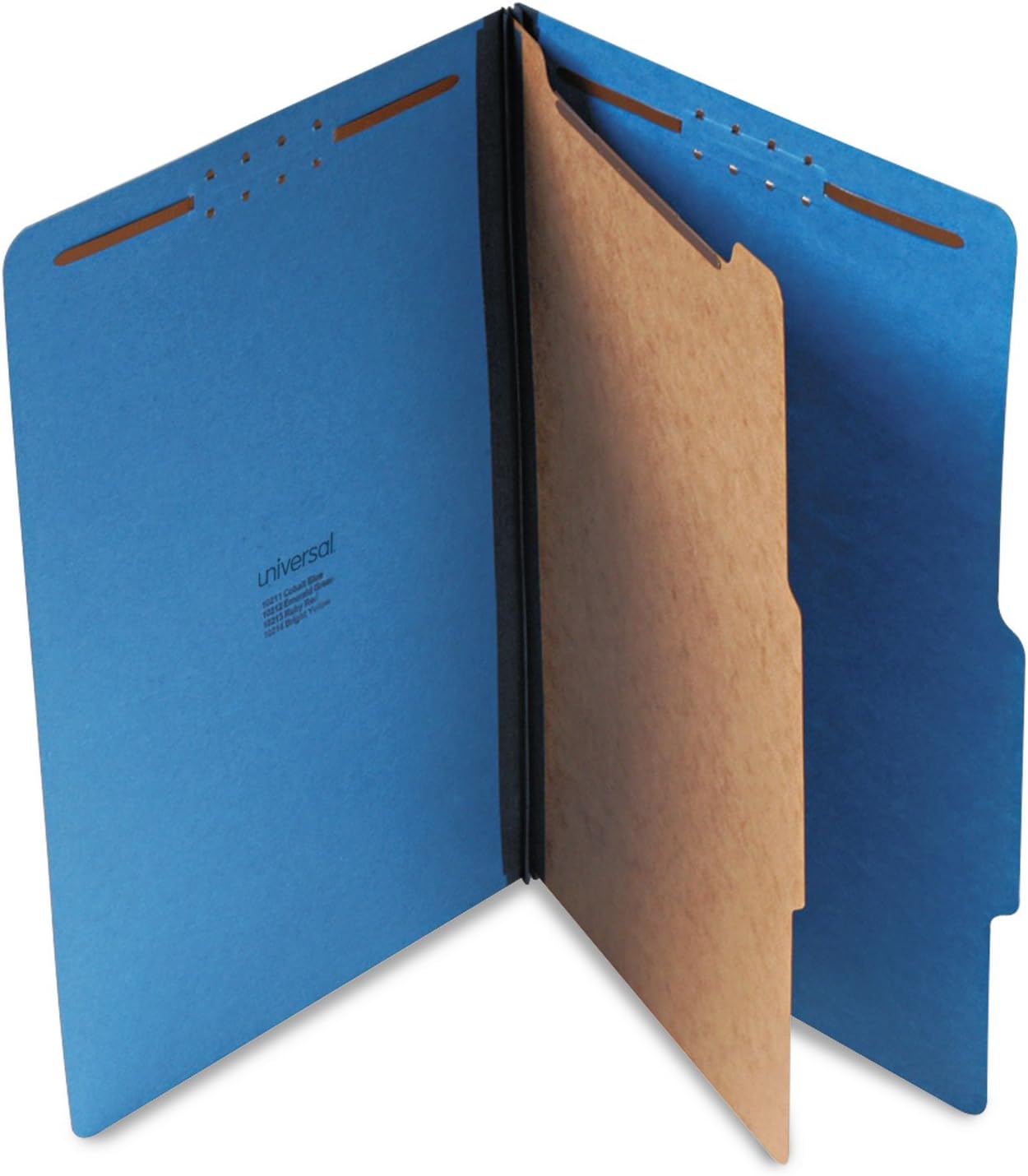 Universal Pressboard Classification Folders, Legal, Four-Section, Cobalt Blue, 10/Box (10211)