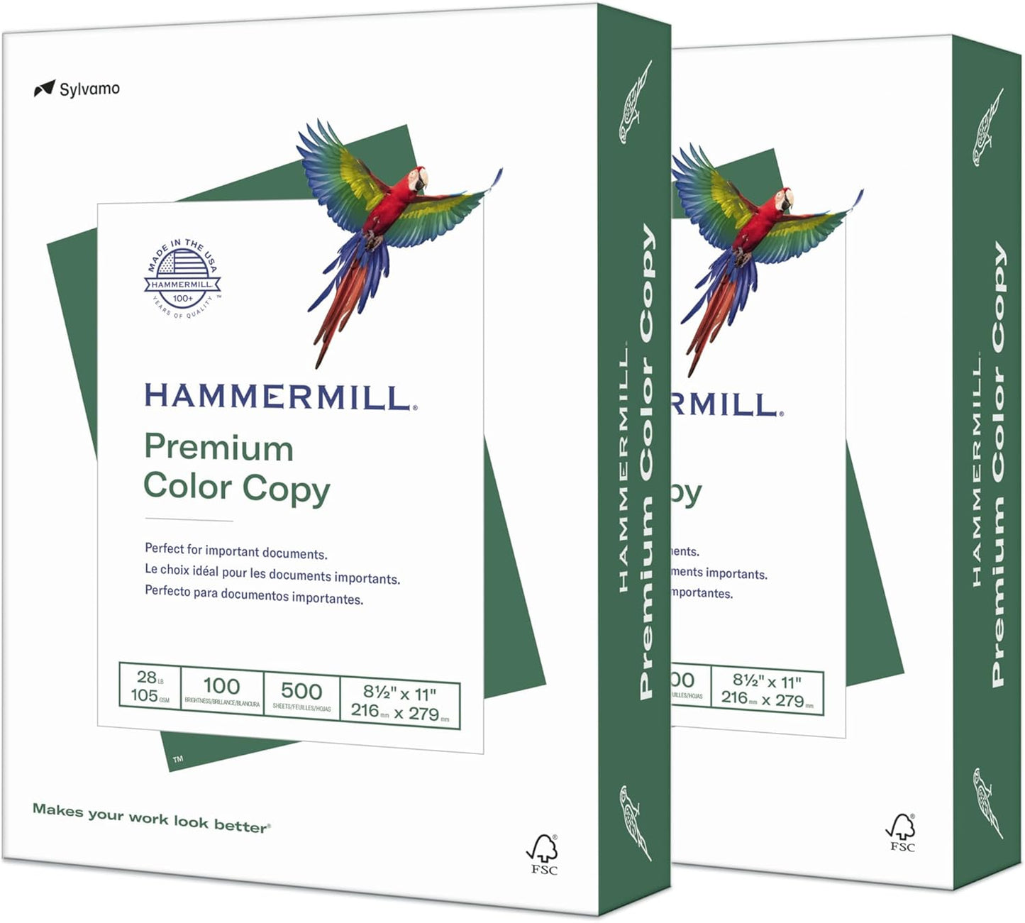 Hammermill Printer Paper, Premium Color 28 lb Copy Paper, 8.5 x 11-5 Ream (2,500 Sheets) - 100 Bright, Made in the USA, 102450C, White