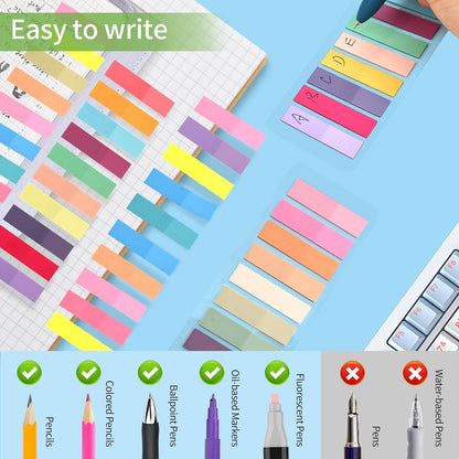 Lysas 1600pcs Morandi Sticky Tabs Page Markers, Repositionable and Writable Book Flags Index Tabs for Reading Notes, File Classification