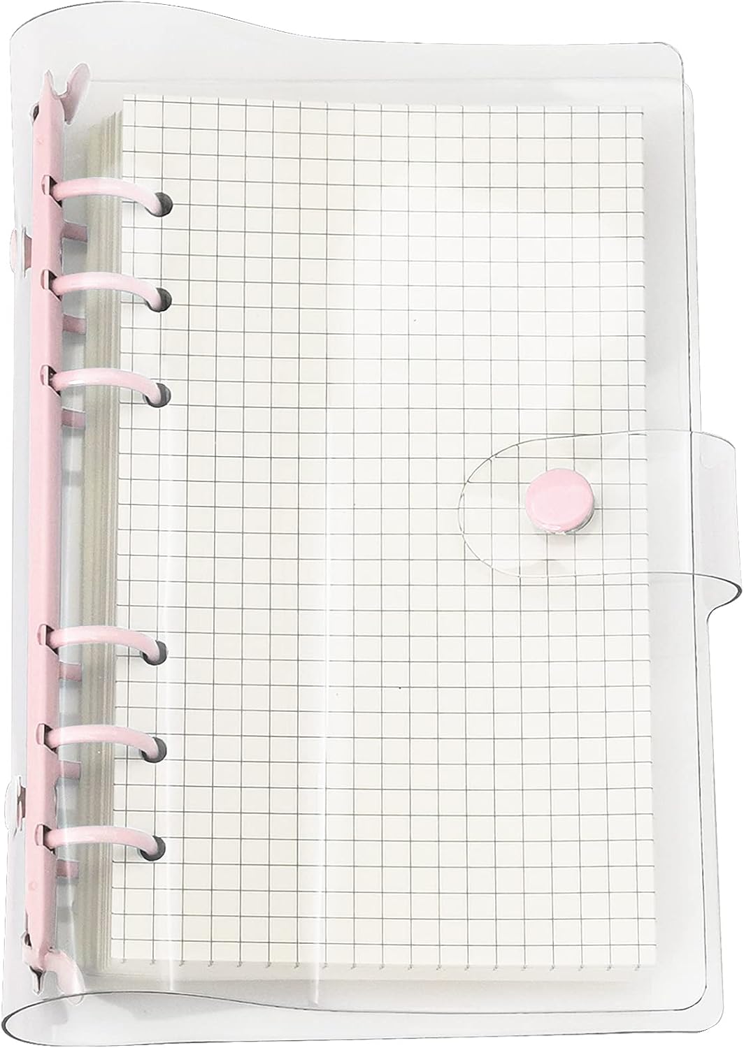 A6 A5 6-Holes Colorful PVC Cover Round Ring View Binder with Snap Button Closure File Folder for Loose Leaf Sheet Protectors Notebook Refill (Pink Daisy, A5 Mini Set) - Colors A