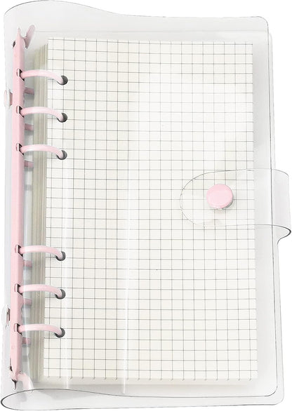 A6 A5 6-Holes Colorful PVC Cover Round Ring View Binder with Snap Button Closure File Folder for Loose Leaf Sheet Protectors Notebook Refill (Pink Daisy, A5 Mini Set) - Colors A
