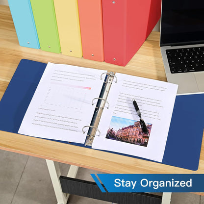 SUIN 2-Inch 3-Ring Binders with 2 Interior Pockets, Heavy Duty Clear View Presentation Binder Holds 425 Sheets Letter Size, Office School Home,6 Pack