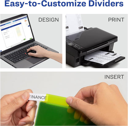 Avery Insertable Plastic Dividers for 3 Ring Binders, 8 Tabs per Set, Big Tabs, One Pocket, Multicolor Binder Dividers, Works with Sheet Protectors (24 Sets of 11903)