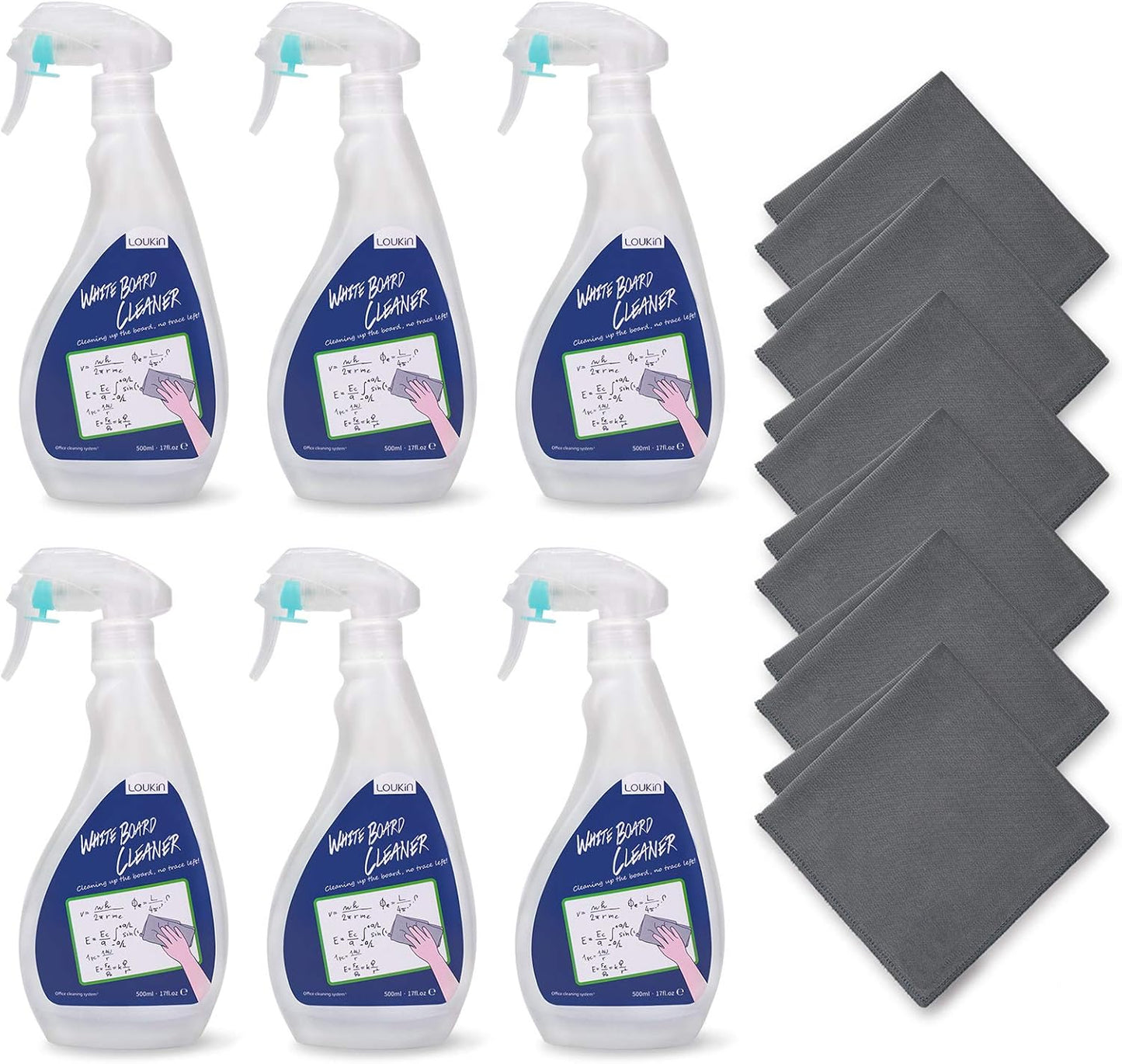 loukin Non-Toxic Whiteboard Cleaner, 17 fl oz Dry Erase Board Cleaner, Low-Odor Whiteboard Cleaning Spray with Cloth, Removes Stubborn Marks from Whiteboards, Chalkboard