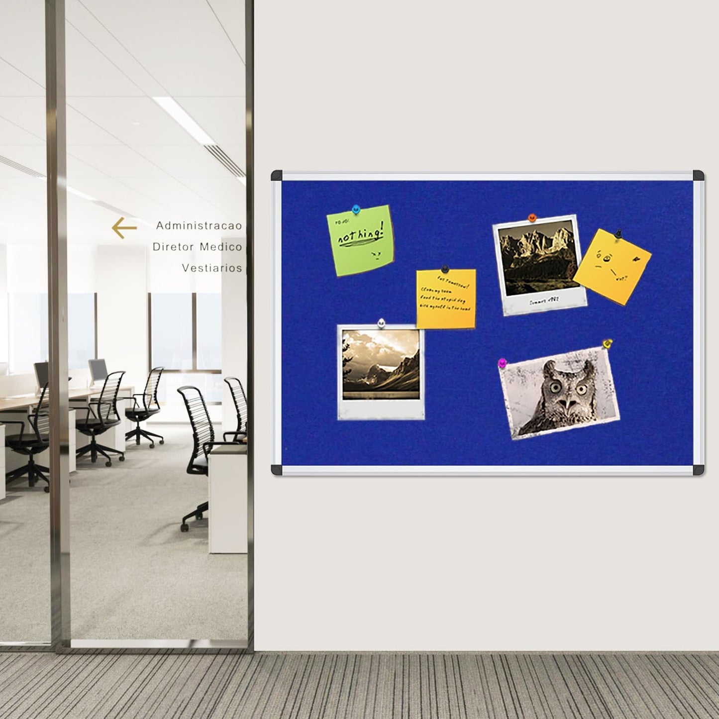 VIZ-PRO Large Fabric Bulletin Board/Foldable Notice Board Felt Gray, 60 X 48 Inches, Silver Aluminium Frame