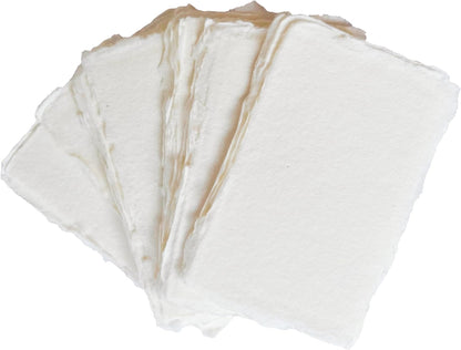 Handmade Cotton Paper with Deckle Edge Recycled Cotton Rag Mixed Media Card Stock for Postcards, Invitations, Crafts and Announcements (150gsm, 4x6 inch "A6", 50 Pack)