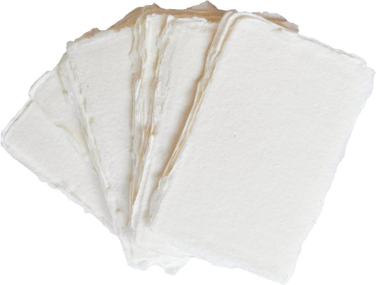 Handmade Cotton Paper with Deckle Edge Recycled Cotton Rag Mixed Media Card Stock for Postcards, Invitations, Crafts and Announcements (150gsm, 4x6 inch "A6", 50 Pack)