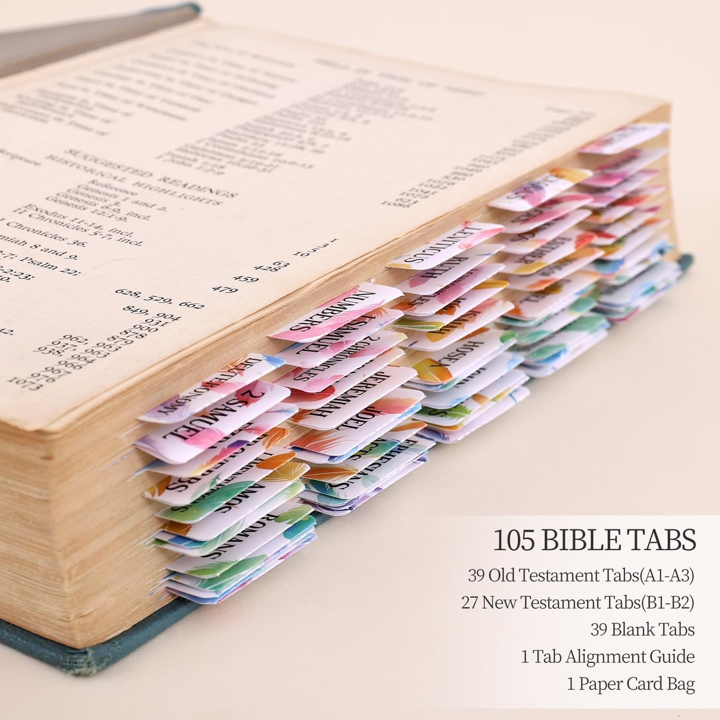 Laminated Bible Tabs, Gold Foil Embossed Lettering Bible Chapter Index Tabs for Women Men, Reposition Large Print Sticky Labels, Easy to Read and Apply, 105Chapters Labels for Easy Navigation (Black)