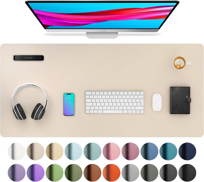 Aothia Non-Slip Waterproof PU Leather Desk Pad Protector for Mouse, Writing Desk, Office, Home, Laptop Blotter, 23.6" x 13.7", Black - Colors B