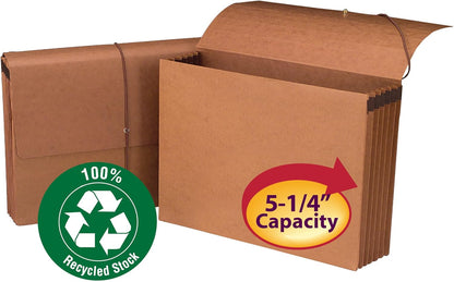 Smead 100% Recycled Expanding File Wallet with Flap and Cord Closure, 2" Expansion, Letter Size, Redrope, 10 per Box (77170)