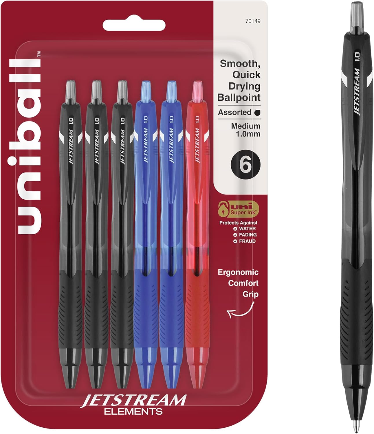 uniball Jetstream 101 Ballpoint Pens, Medium Point (1.0mm), Blue, 12 Pack