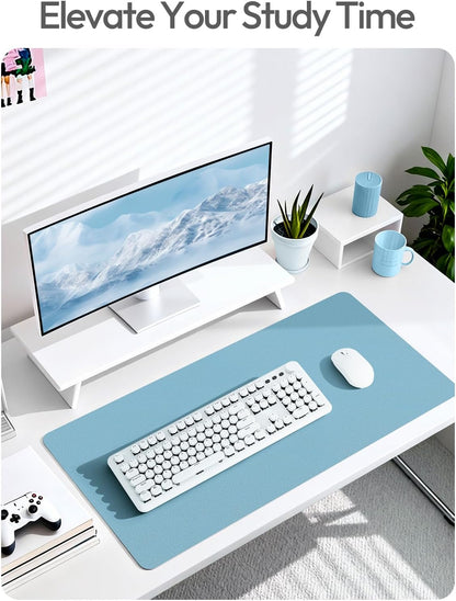 YSAGi Leather Desk Pad Protector, Office Desk Mat, Large Mouse Pad, Non-Slip PU Leather Desk Blotter, Waterproof Laptop Desk Writing Pad for Office and Home (23.6" x 13.8", Eggshell) - Colors A