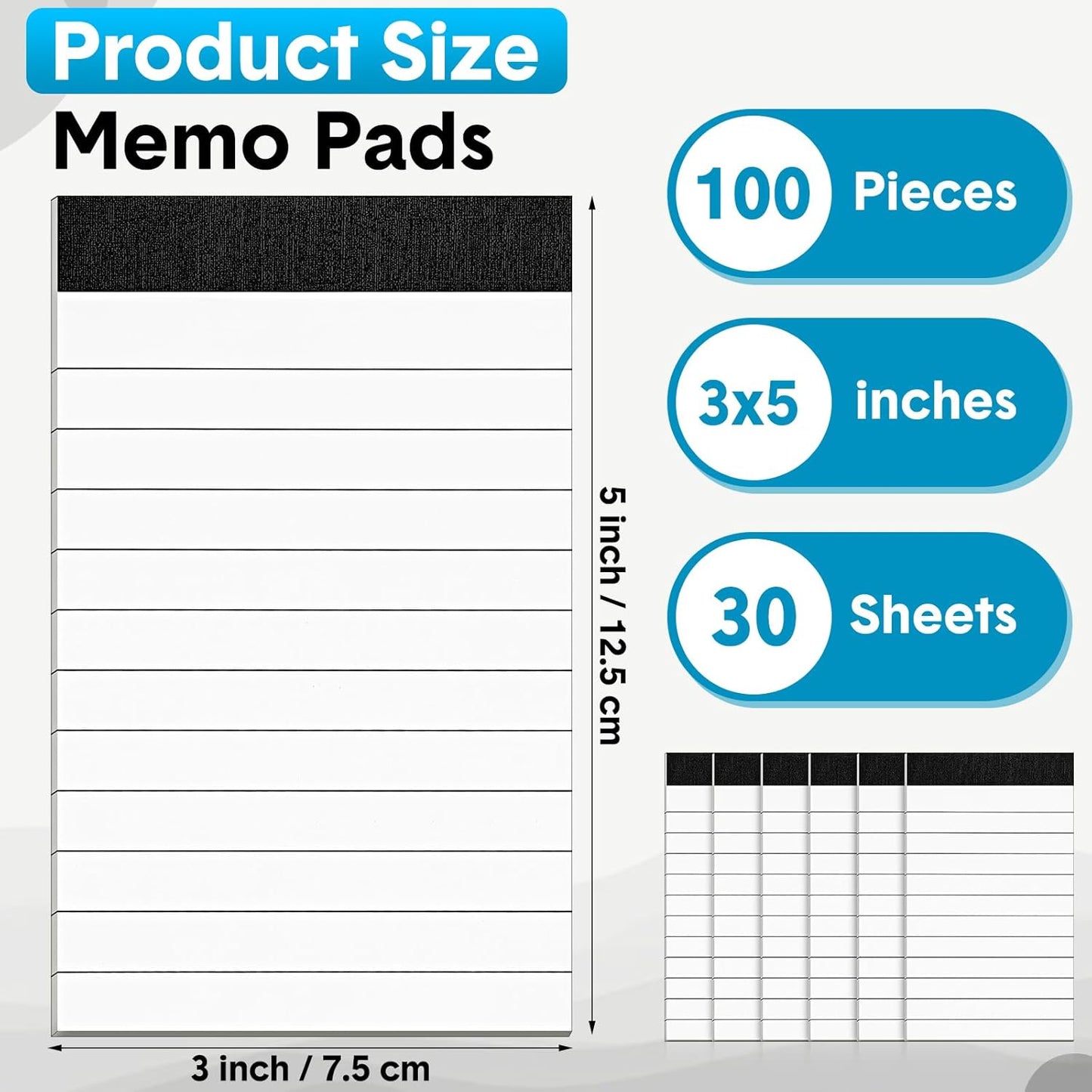 PerKoop 100 Pack Small Notepads Refills 4 x 6 Inch Lined Memo Pads 30 Sheets Mini Legal Pads Pocket Notepads for Teacher Nurse Office School Supplies