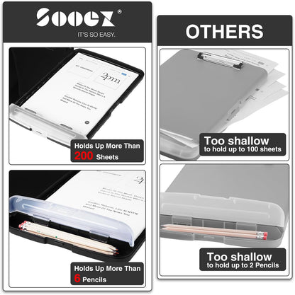 Sooez Clipboards with Storage, High Capacity Clip Boards 8.5x11 with Storage, Heavy Duty Nursing Clipboard Folder, Plastic Clipboard with Pen Holder for Women Teachers Work, School & Office Supplies