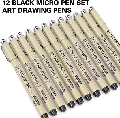 Muchcute Extra Fine Point Writing Pens:6 Black 0.25mm Ultra Thin Micron Pen 01 No Bleed Bible Journaling Study Supplies Annotation Smooth Waterproof Micro Line Tip Fineliner Gel Felt Ink Markers Stuff