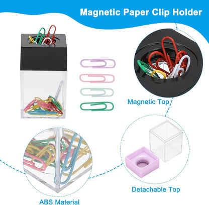 PATIKIL Magnetic Paper Clip Holder Dispenser, Large Capacity Paper Clip Organizers with Magnetic Top for Desk Supplies, Office, Classroom, Home, Purple