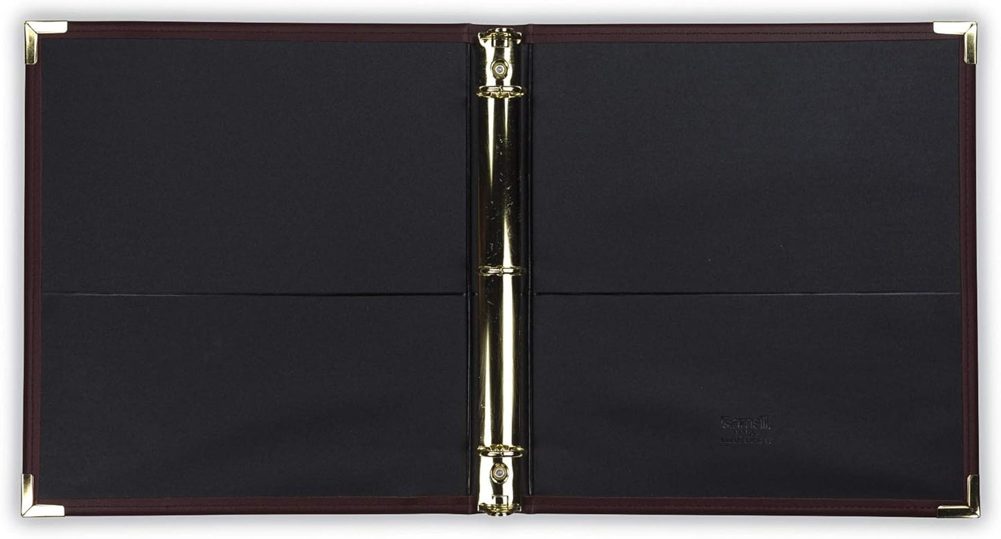 Samsill Classic Collection Leather 3 Ring Binder, Executive Presentation Portfolio, 0.5 Inch (Holds 100 Sheets), Brass Round Ring, Burgundy